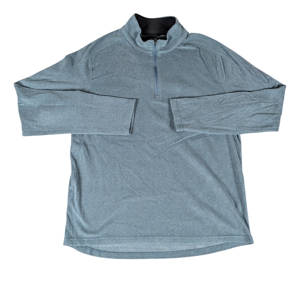 Mondetta Outdoor Project Mens Quarter Zip Fleece Pullover Heathered Blue Green